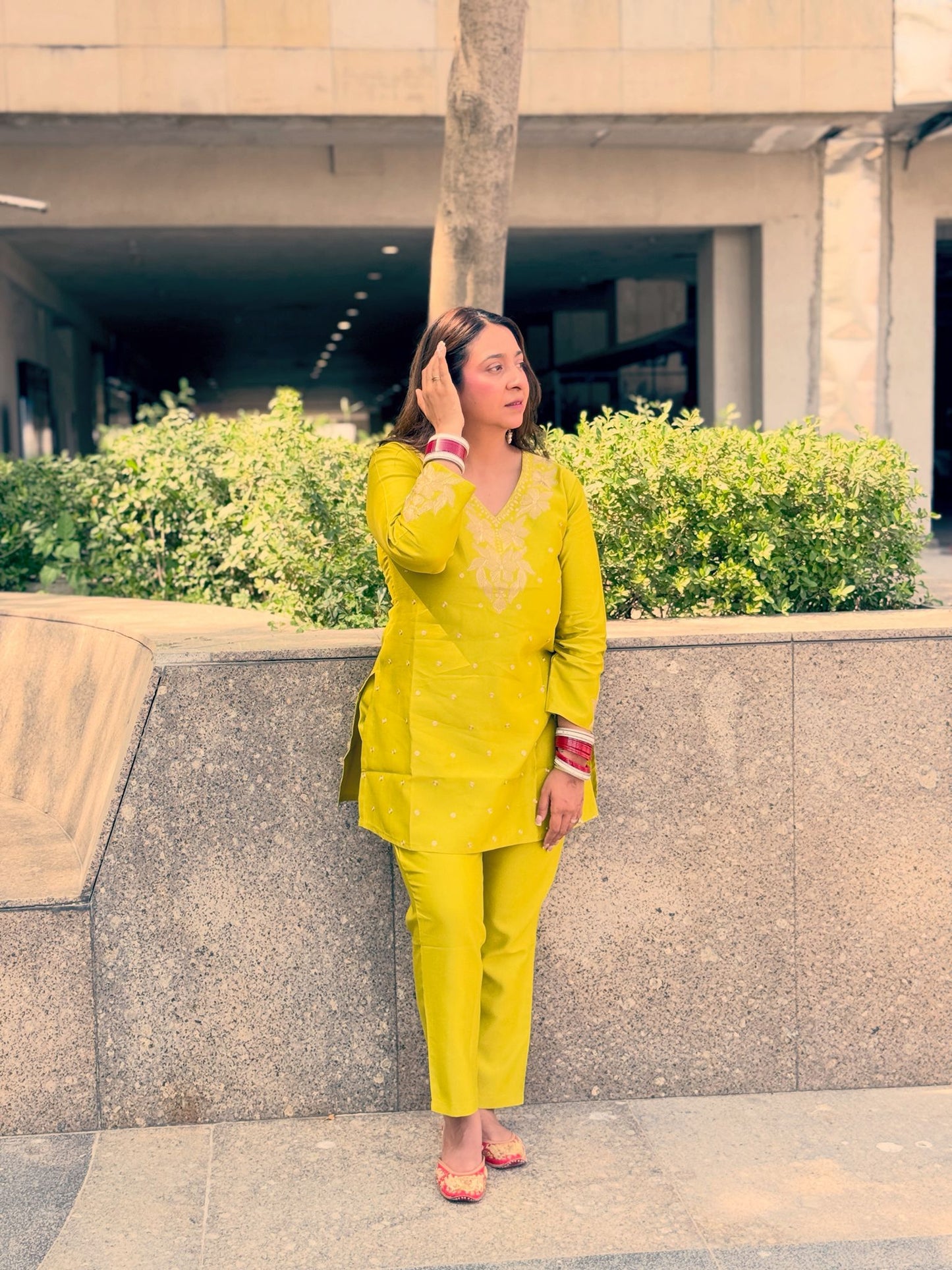 Lime Tadka Coord Set