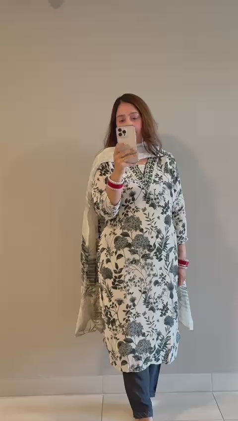 Monochrome Bloom Suit