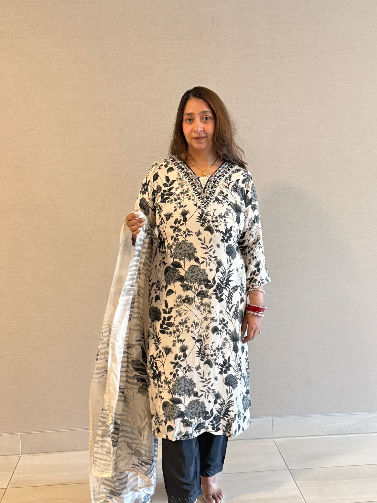 Monochrome Bloom Suit