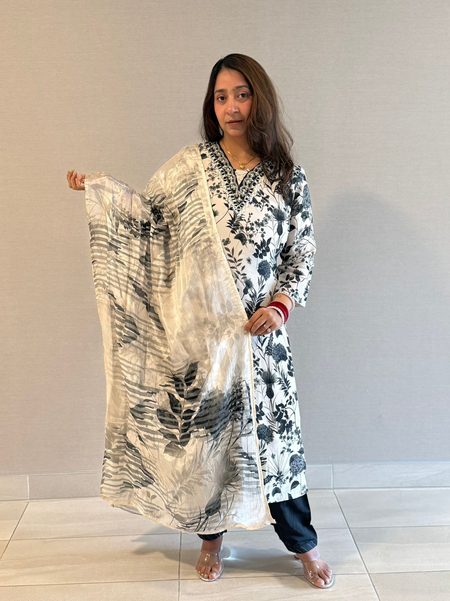 Monochrome Bloom Suit